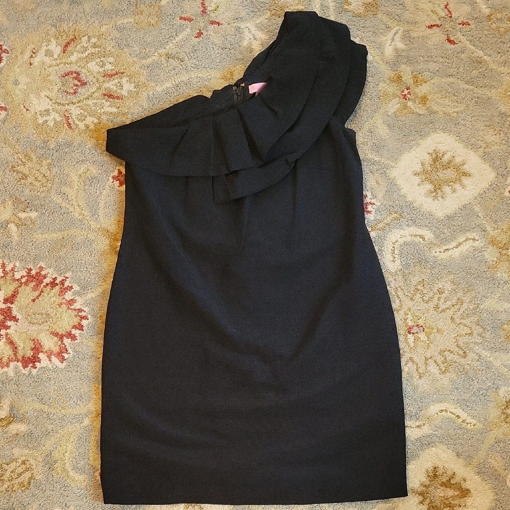 Lilly Pulitzer Black Asymmetrical Ruffled Cocktail Dress